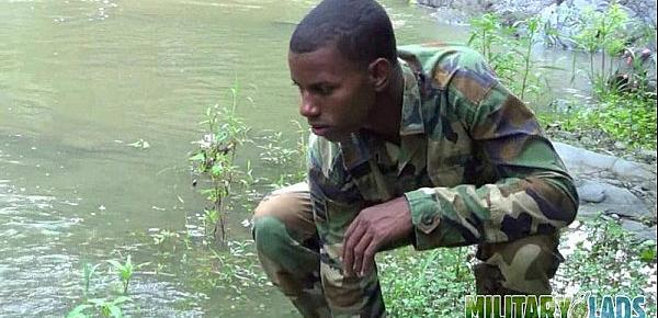 Cock-strong twink soldier by the river